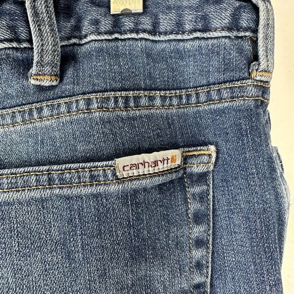 Carhartt Womens Jeans Size 14 Regular Original Fit Straight Leg Dark Wash Denim - Picture 13 of 15